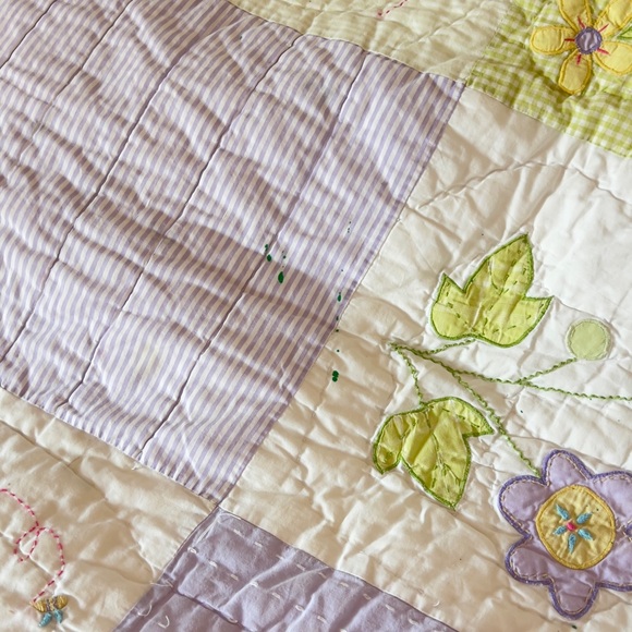Pottery Barn Kids White and Purple Floral Quilt - Picture 8 of 14